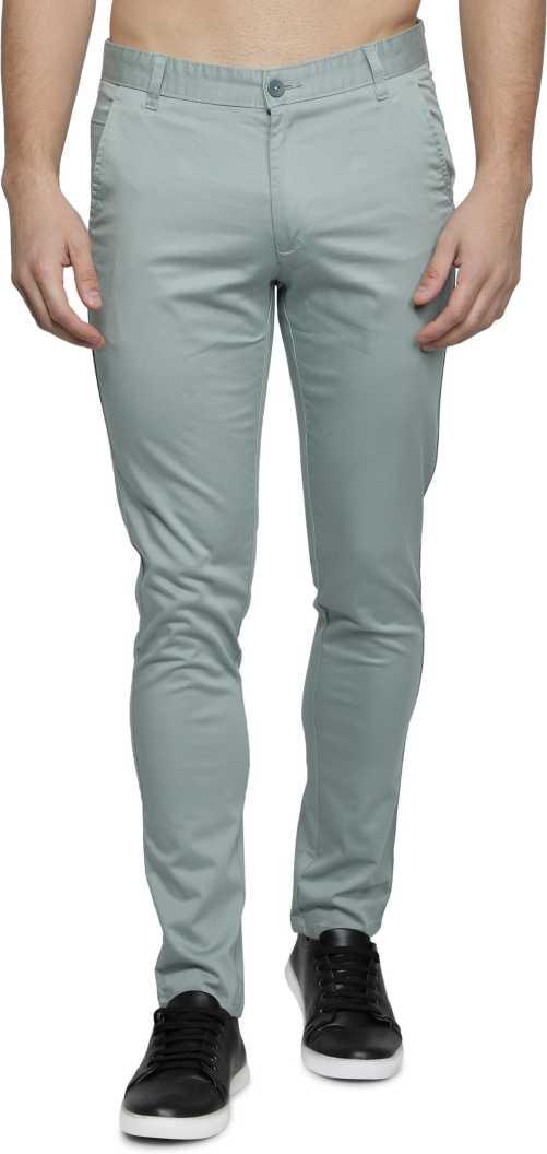 Lycra Blend Solid Slim Fit Mens Casual Trousers