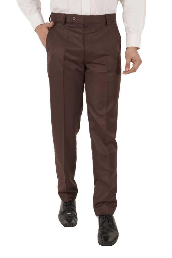 Lycra Blend Solid Regular Fit Mens Formal Trousers